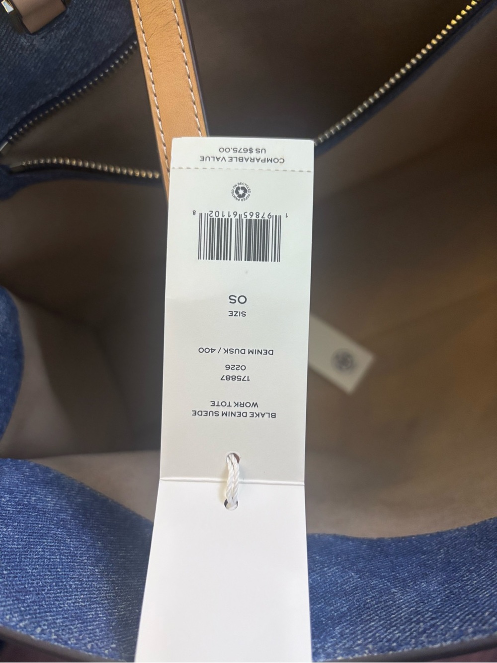 Tory Burch NWT Denim Suede Work Tote Bag - Picture 9 of 10